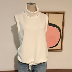 Varley Cream Sleeveless Turtleneck Top